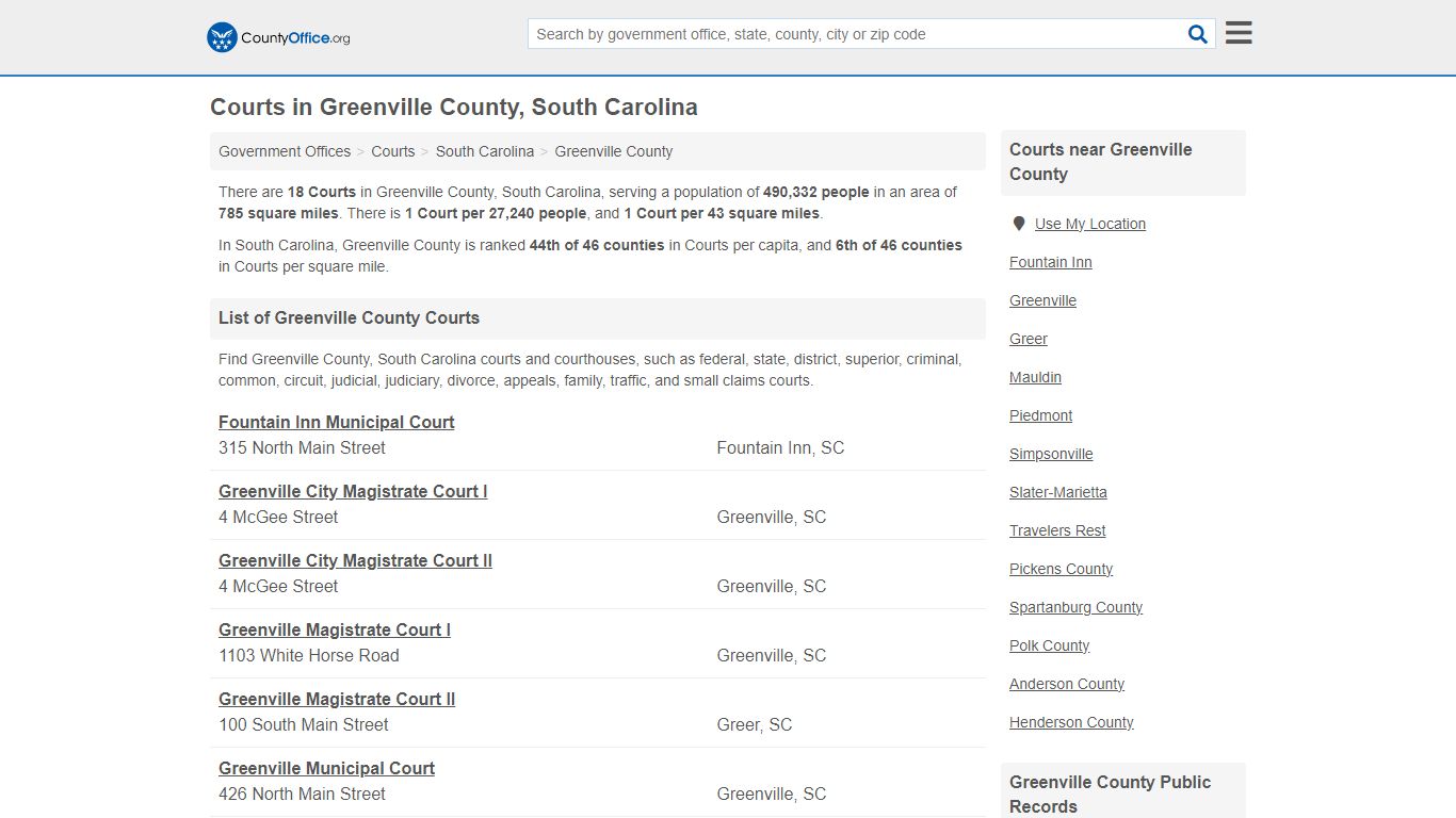 Courts - Greenville County, SC (Court Records & Calendars)